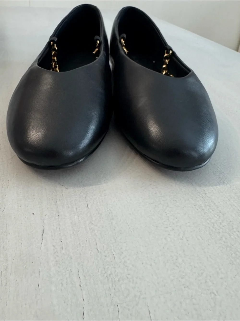 Madewell Womens Black Remy Mary Jane Leather Chain-Accent Ballet Flats Sz 9 NWOT